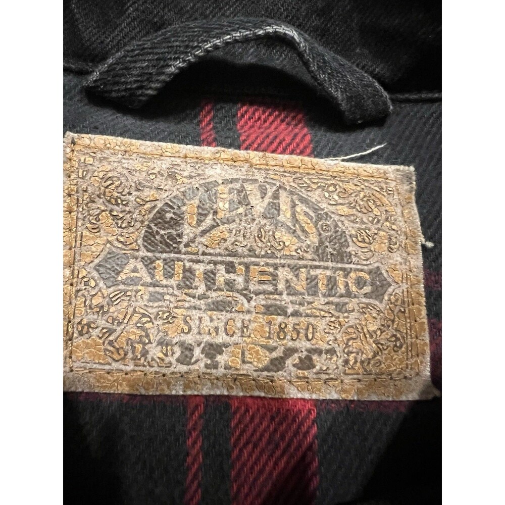 Levis Vintage Jacket Large Black Type 3 Denim 70427 Flannel Lined 1990s Rare - Picture 3 of 8